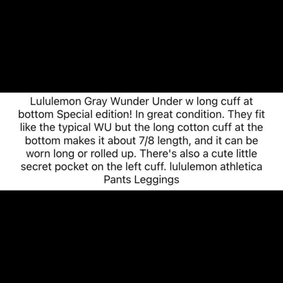 Lululemon heathered gray special edition Wunder under Long cuff leggings size 4 - Picture 3 of 13